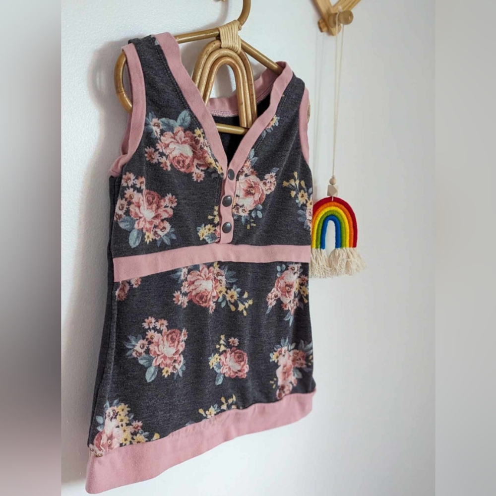 Handmade Sleeveless Top in Grey & Pink (3-4T)